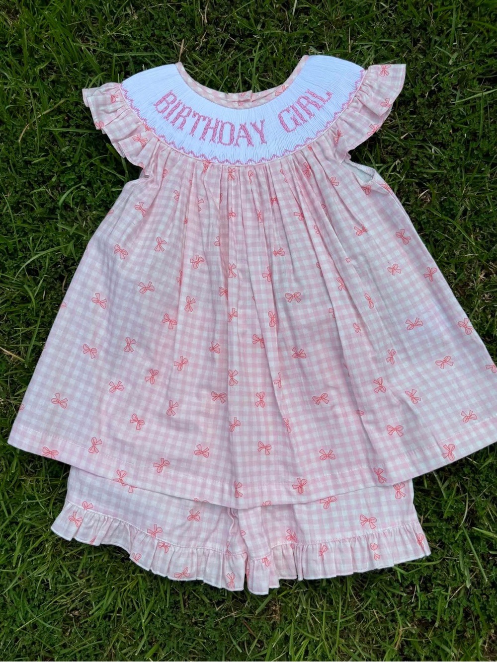 Pink BIRTHDAY GIRL Hand Smocked Short Set